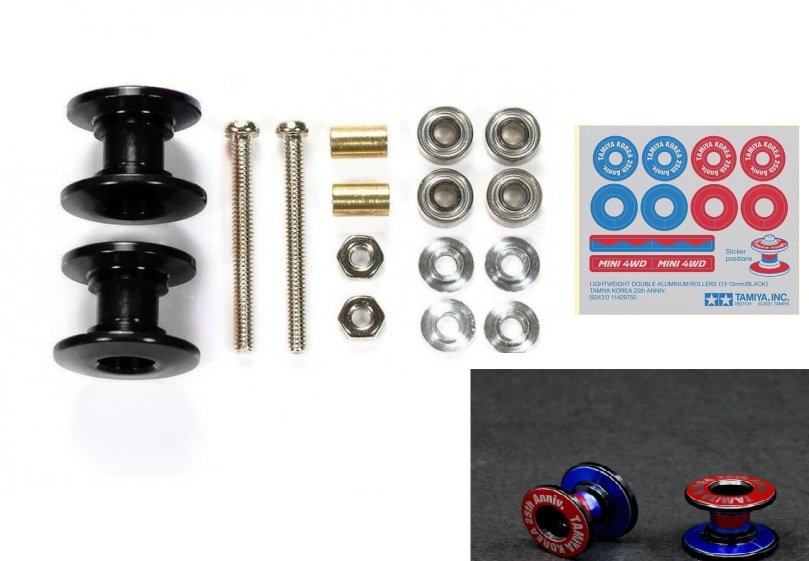 92431 Tamiya Mini 4Wd Lightweight 2-Stage Aluminum Roller Black